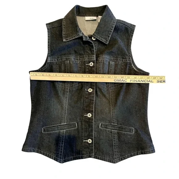 Chicos Platinum Denim Vest Women's Black Sleeveless Jean Collared Size 1 Chico's - Picture 4 of 7